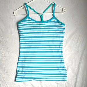 Lululemon power Y tank top. Striped Blue and White Tank Top